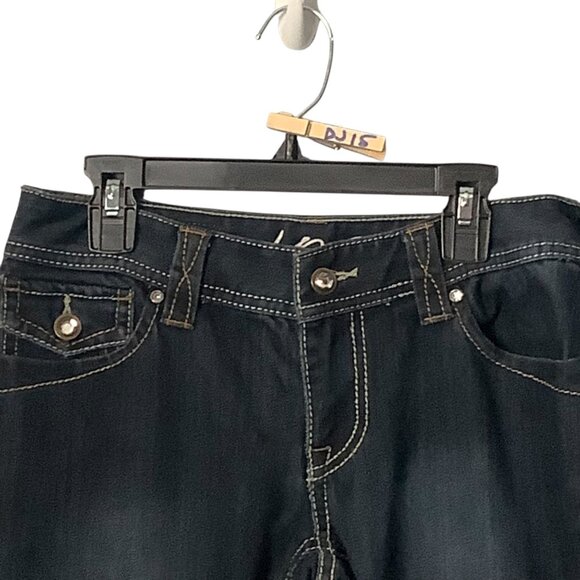INC Denim Curvy Fit Boot Leg Jeans 2S Dark Wash Cotton Blend Bling Pockets - Picture 7 of 7